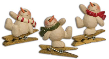 3 Set Snowman Clip Ornaments - The Fox Decor